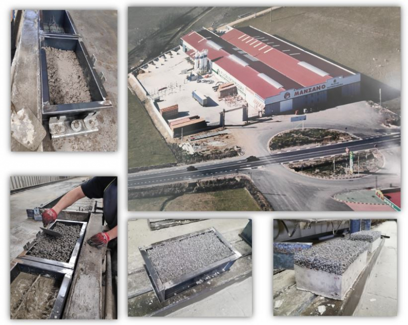 Fabricación en la planta industrial del Grupo Manzano (Torreorgaz, Cáceres) de paneles prefabricados de hormigón con cenizas volantes de biomasa agregadas y tratadas con lodos de aguas residuales / Manufacture in the Manzano Group industrial plant (Torreorgaz, Cáceres) of precast concrete wall panels with biomass fly ash aggregated and treated by sewage sludge